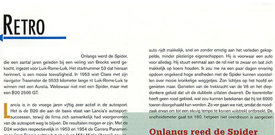 Onlangs reed de Aurelia B24 Spider nog Luik - Rome - Luik